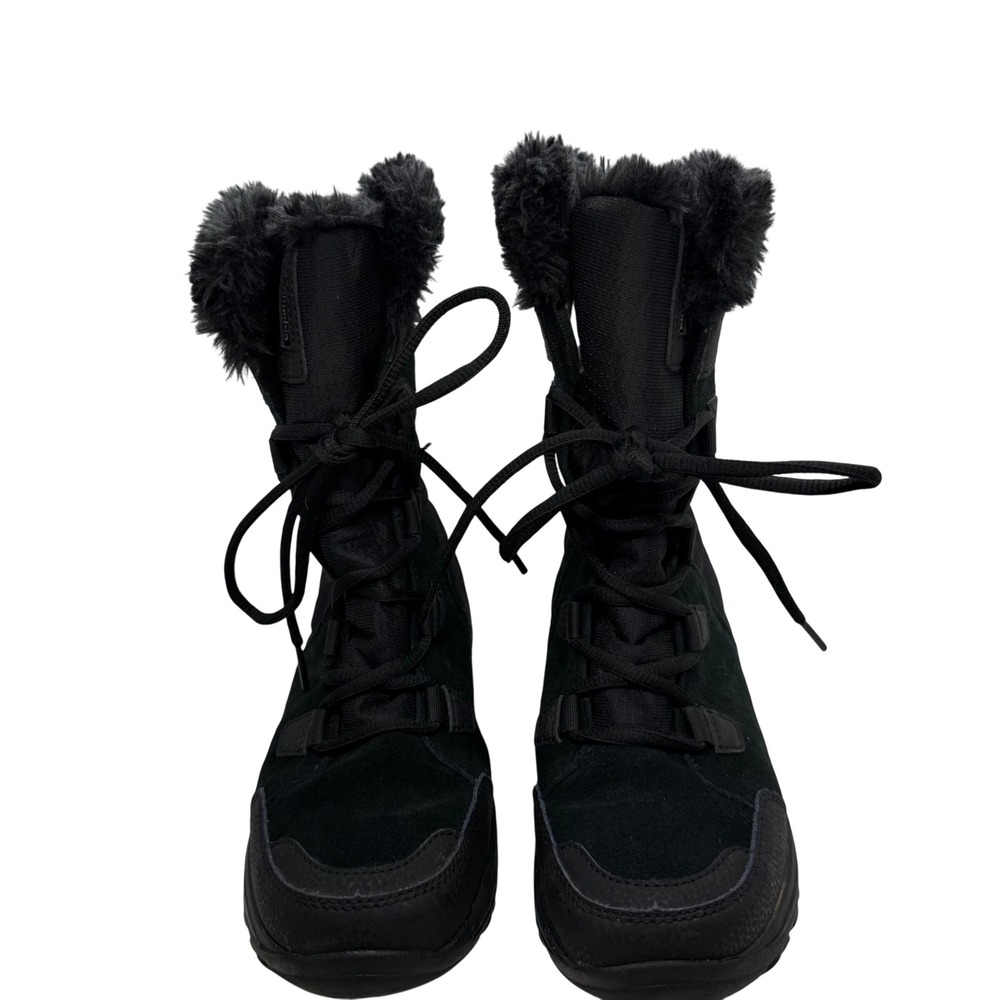 Columbia Womens BL1581-014 Black Waterproof Faux Fur Quilted Winter Boots 6